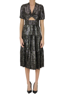 Metallic effect fabric midi dress