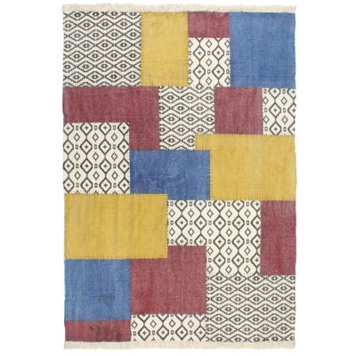 Tappeto Kilim Tessuto a Mano in Cotone 120x180 cm Multicolore - Multicolore - Youthup