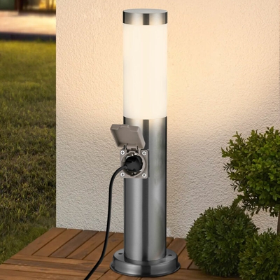 Bakaji - Lampada Paletto Luce Giardino + Presa Shucko Palo Illuminazione Esterno 45cm