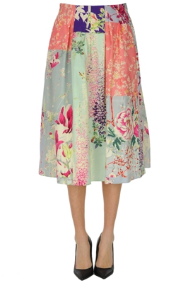 Printed cotton midi skirt