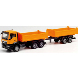 Herpa 312370 H0 MAN TGS NN Tandem-Kipper-treno di sospensione, arancione locale precio