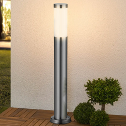 Bakaji - Lampada Paletto Luce Giardino Acciaio Palo Illuminazione Esterno 100cm E27 Cromo precio