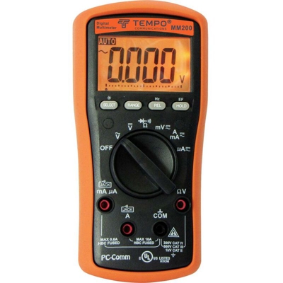 MM200 Multimetro portatile digitale CAT IV 300 V Display (Counts): 6000 - Tempo Communications