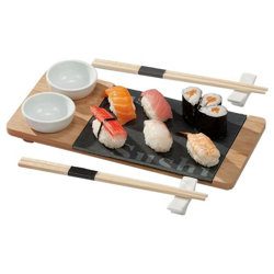 Set Sushi Cibo Giapponese 2 Persone Bacchette Legno Ciotole Vassoio Ardesia 7pz en oferta