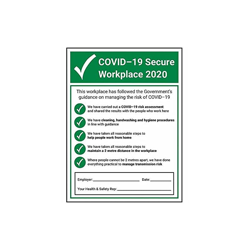 CV191BC-R Vsafety COVID-Secure Workplace 300 mm x 400 mm-1 mm in plastica rigida - V Safety precio