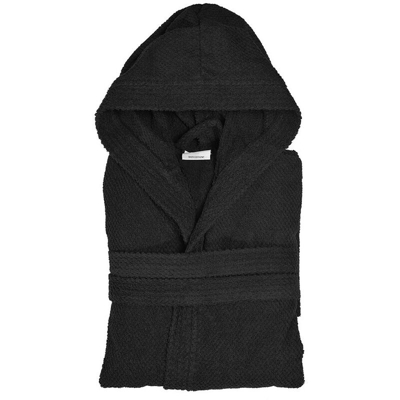 Inbagno - Accappatoio Nero taglia S 100% cotone con tasche cappuccio e cintura