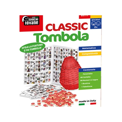 Tombola Classica in Busta con Paniere in plastica Cartelle Numeri e cartellone