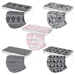 QWD 50 Pezzi Adulti_Mascherine Cotone Bandana,Colorate Stampa a Tema Pizzo Protettiva, 3 Strati Protezione della Bocca e dal Naso, Abbigliamento Outdo precio