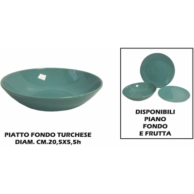 Bighouse It - PIATTO CERAMICA FONDO CM.21 TURCHESE