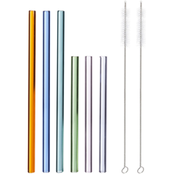 Relaxdays - Cannucce Riutilizzabili in Vetro,Set 6 pz,Reusable Straws,Spazzola per Pulizia, H:23 e 15 cm,Ø 10 mm, colorate precio