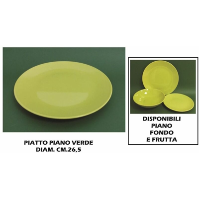 Piatto Ceramica Piano Cm.26 Verde