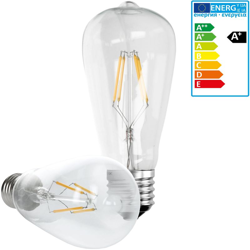 Set 6 x Lampadina a LED Filamento E27 Edison - 4W - 145 mm - 408 lumen - Angolo del Fascio di 120 ? - CA 220-240 V - Lampada a Incandescenza 20W en oferta