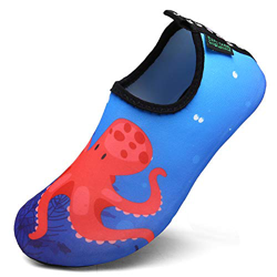 Scarpe da Mare Spiaggia Ballo Yoga Sport Acquatico Traspirante Scarpe a Piedi Nudi dell'Acqua Scarpe Acquatici per Bambini,Polpo Rosso,32/33 en oferta