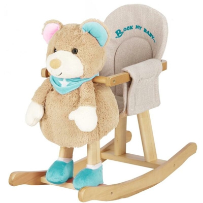 Sedia a Dondolo Seggiolone Sediolone Dondolino Peluche Orso Orsacchiotto Blu