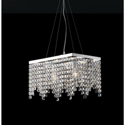 Lampadario con cristalli strass quadrati in ottone e ferro cromato 2 luci precio