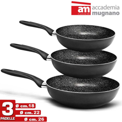 Bakaji - Set 3 Padelle Saltapasta 18 22 26cm Petra Accademia Mugnano Padella Antiaderente características