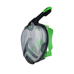 SEAC Unica, Maschera Subacquea Integrale per Snorkeling Full Face 180° con Borsa per Bambini e Adulti, Nero/Verde, JUNIOR en oferta