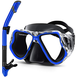 Fenvella Set Snorkeling, Anti-Fog Maschera Snorkeling con Panoramica a 180 Gradi e Boccaglio Snorkel, Kit Snorkeling Professionale per Adulti (Nero Bl en oferta