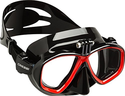 Cressi Action, Maschera Subacquea Unisex – Adulto, Nero Rosso, Taglia Unica