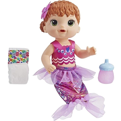 Bakaji - Bambola Baby Alive Magica Sirena Bambolotto con Gonna Trasformabile e Accessori