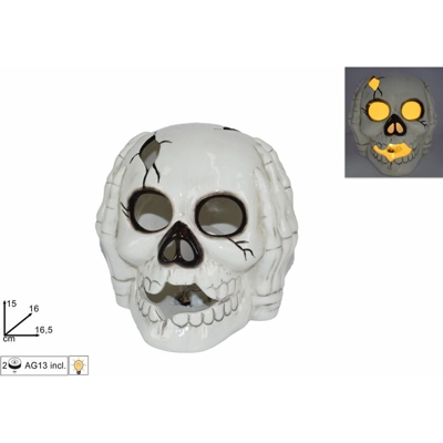 Peragashop - TESCHIO CON LUCE LED 16CM HALLOWEEN DECORAZIONI