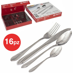 Bakaji - Set Servizio 16 Posate 4 Persone in Acciaio Inox con Forchette Cucchiai Coltelli en oferta