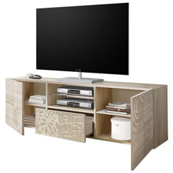 Porta Tv 2 Ante 1 Cassetto Finitura Rovere Serigrafato L. 181 P. 42 H. 57 Cm en oferta