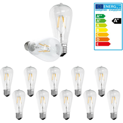 ECD Germany Set 10 x Lampadina a LED Filamento E27 Edison - 4W - 145 mm - 408 lumen - Angolo del Fascio di 120 ? - CA 220-240 V - Lampada a precio