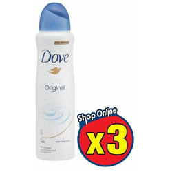 3 DEO SPRAY DEODORANTE 150ML ORIGINAL - Dove precio