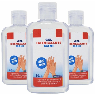 Set 3pz Gel Mani 80ml Tascabile Protettivo Igiene Mani Pulite Elimina Batteri