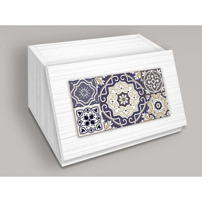 Lupia Portapane Con Decoro Mosaico Bianco In Legno Azulejos Blue