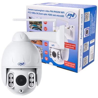 Videocamera di Sorveglianza IP66 PNI IP652W Full HD 1080p Wi-Fi da Esterno Audio Slot microSD