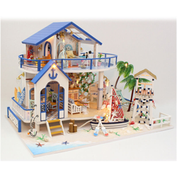 Casa delle bambole in legno fai-da-te 32X21,5X22cm senza batterie precio