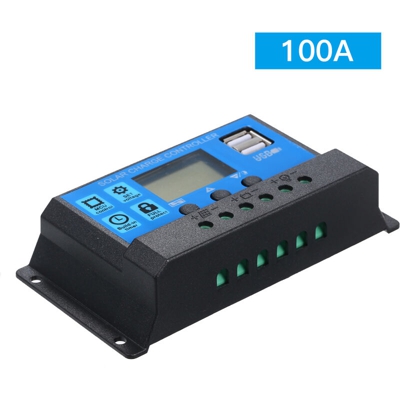 Regolatore solare, caricabatteria, uscita USB 5V 2.5A | Blu 100A, 12V / 24V - Blu 100A, 12V / 24V