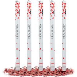 Set da 5 Cannoni Sparacoriandoli 80 cm, a Forma di Cuore, Idea Regalo, Decorazione per Matrimoni, Gittata di 6-8 m, Rosso características