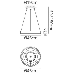 Sospensione A Soffitto Ad Anello Dimmerabile 45 Cm Rotonda 30w Led 3000k, 2100lm, Bianco características