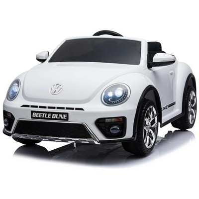 Auto Elettrica Per Bambini Volkswagen The Beetle Bianca R / c 12v Luci E Suoni, Radio Fm, Bluetooth