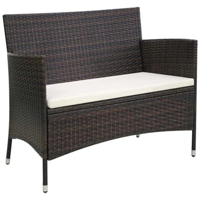 Panchina da Giardino 106 cm in Polyrattan Marrone