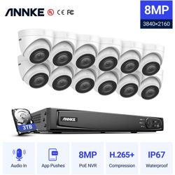 ANNKE Sistema di videosorveglianza di rete PoE 4K Ultra HD, NVR di sorveglianza 4K a 16 canali con compressione video H.265 +, telecamere IP a características