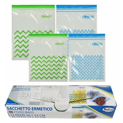 Maury'S Sacchetti Per Alimenti Ermetici Con Zip Doppia Misura Per Frigo Freezer