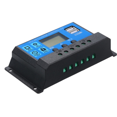 Regolatore solare, caricabatteria, uscita USB 5V, 2.5A | Blu 20A, 12V / 24V - Blu 20A, 12V / 24V