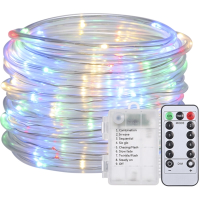 12 m / 39,4 piedi 7,2 W 12 LED luci stringa tubo dell'acqua alimentato a batteria con telecomando 8 modalita effetto luce IP65 impermeabile,luci