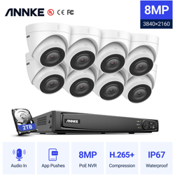 ANNKE Sistema di videosorveglianza di rete PoE 4K Ultra HD, NVR di sorveglianza 4K a 16 canali con compressione video H.265 +, telecamere IP a características