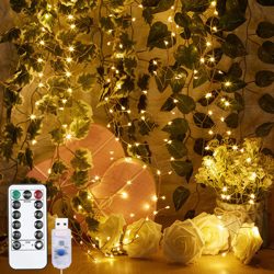 2 m 200LED petardi USB luci 8 modalita impermeabile outdoor decorazione di Natale caldo di nozze bianco en oferta