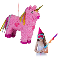 Pignatta Unicorno da Riempire, per Feste di Compleanno Bambini, HxLxP: 47 x 43 x 13 cm, Rosa-Fucsia precio