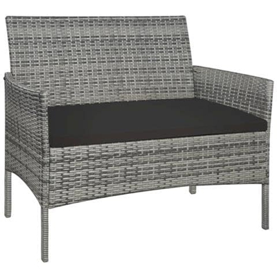 Panchina da Giardino 105 cm in Polyrattan Grigio