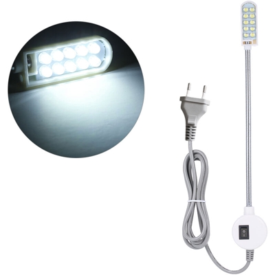 Asupermall - AC110-245v 0.5w 10 LED macchina per cucire auto lampada lampada magnete interruttore base fissa standard europeo