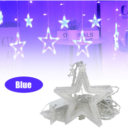 BZ1114 220V UE in serie tenda stella a cinque punte luci luci di Natale luci decorative tenda blu stella (in scatola) precio