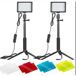 Pannello LED Luce video USB 5600K regolabile - 2 LED con treppiede e filtro colore per gruppo en oferta