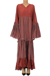 Printed cotton long dress en oferta